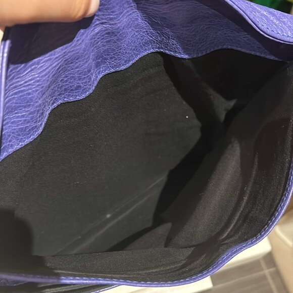 BALENCIAGA Agneau Giant 21 Rose Gold Hardware Envelope Clutch Bleu Lavande - Picture 10 of 14